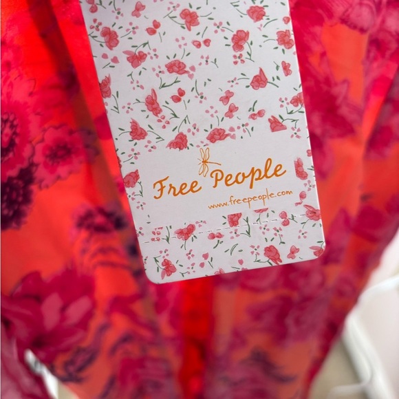 Free People Clementine Floral Maxi Dress Size 12 NWT Peach Pink Boho Open Back - Picture 3 of 6